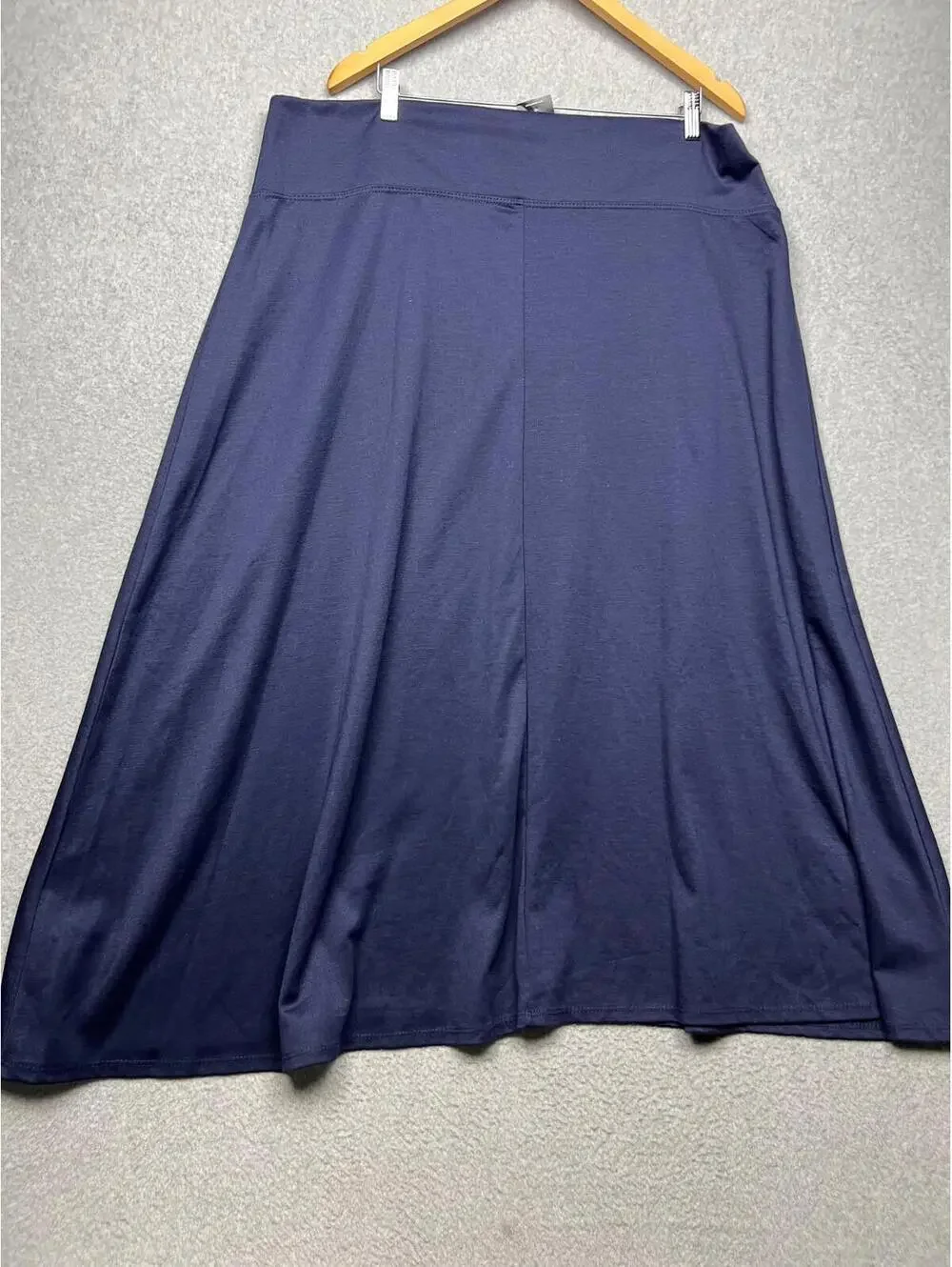 Ashley Stewart A-Line Pull On Midi Skirt Womens Plus Size 22/24 Navy Comfort